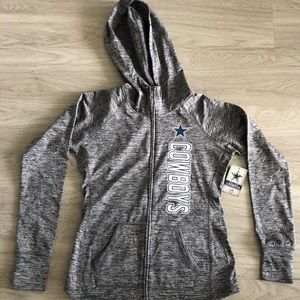 Dallas Cowboys zip up sweater Size Medium grey with hood